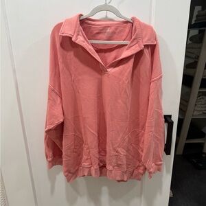 Aerie Coral Collared Sweatshirt